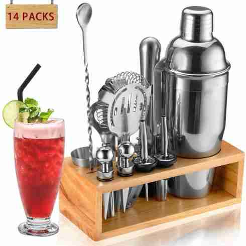 14-Piece Martini Shaker Set With Drink Mixing Bar Tools