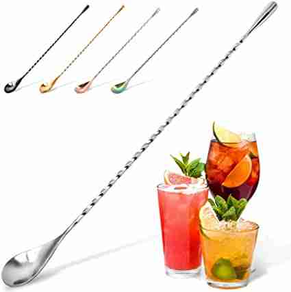 ZULAY Premium 12” Stainless Steel Cocktail Spoon