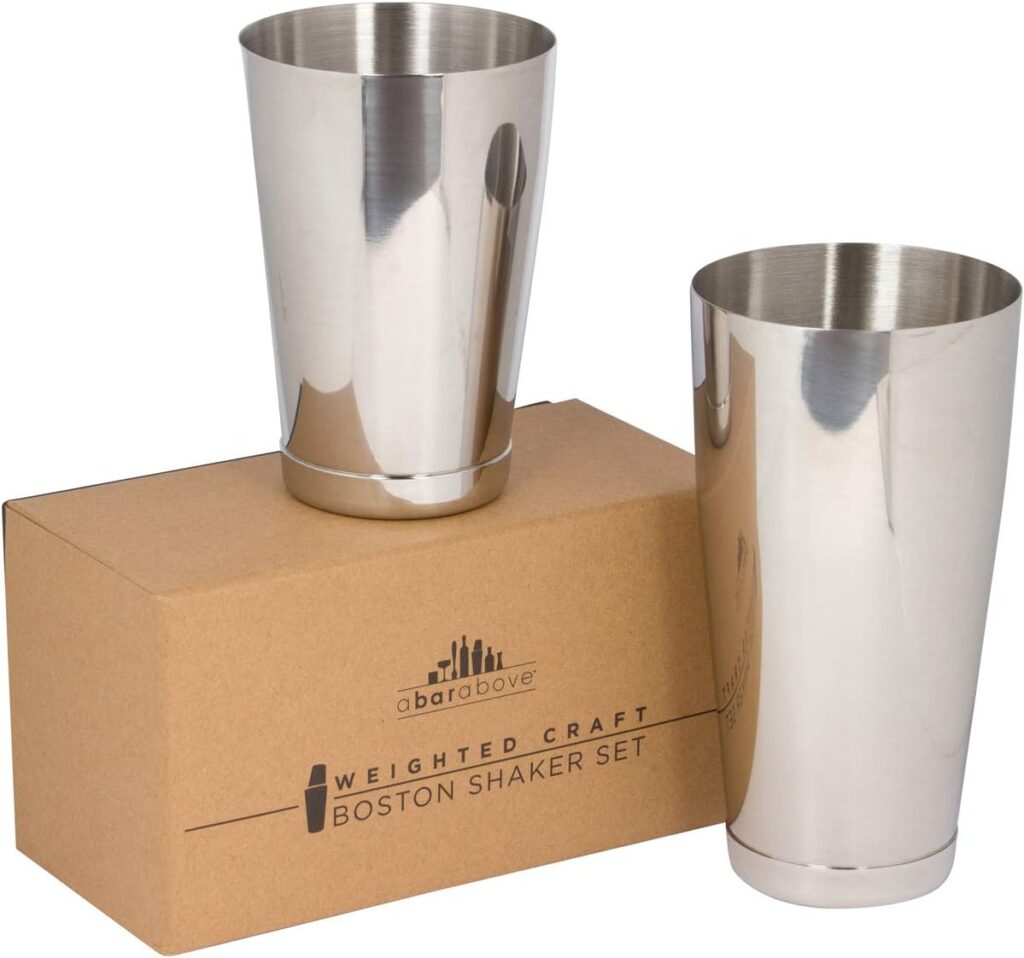 A Bar Above Professional Boston Shakers Set - 18 oz  28 oz Weighted Cocktail Shaker Set For Bartenders - Pro Bar Shaker Made from Premium Stainless Steel 304. Essential Bar Tools For Drink Making