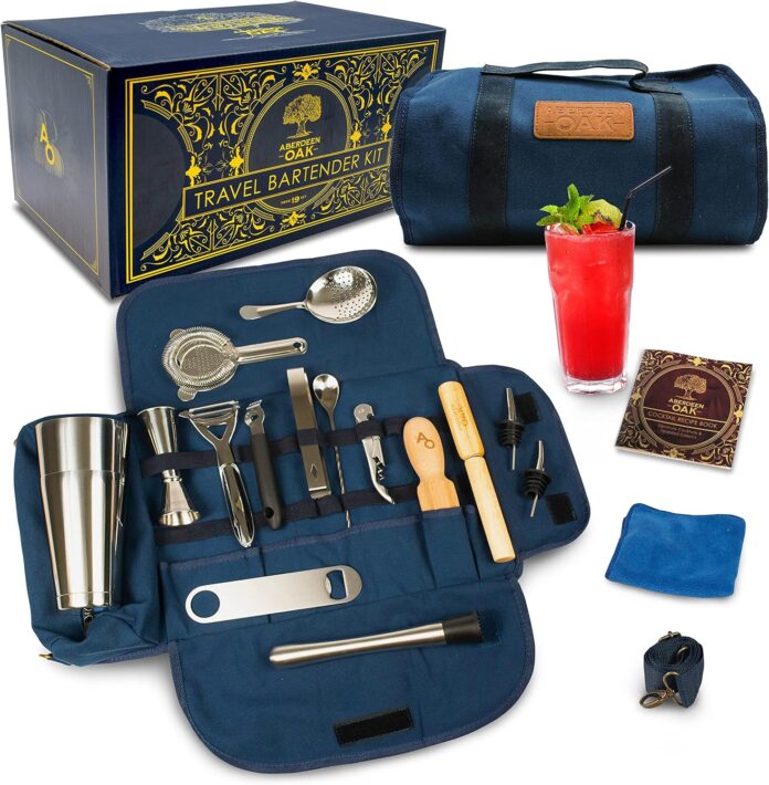 aberdeen oak deluxe travel bartender kit review