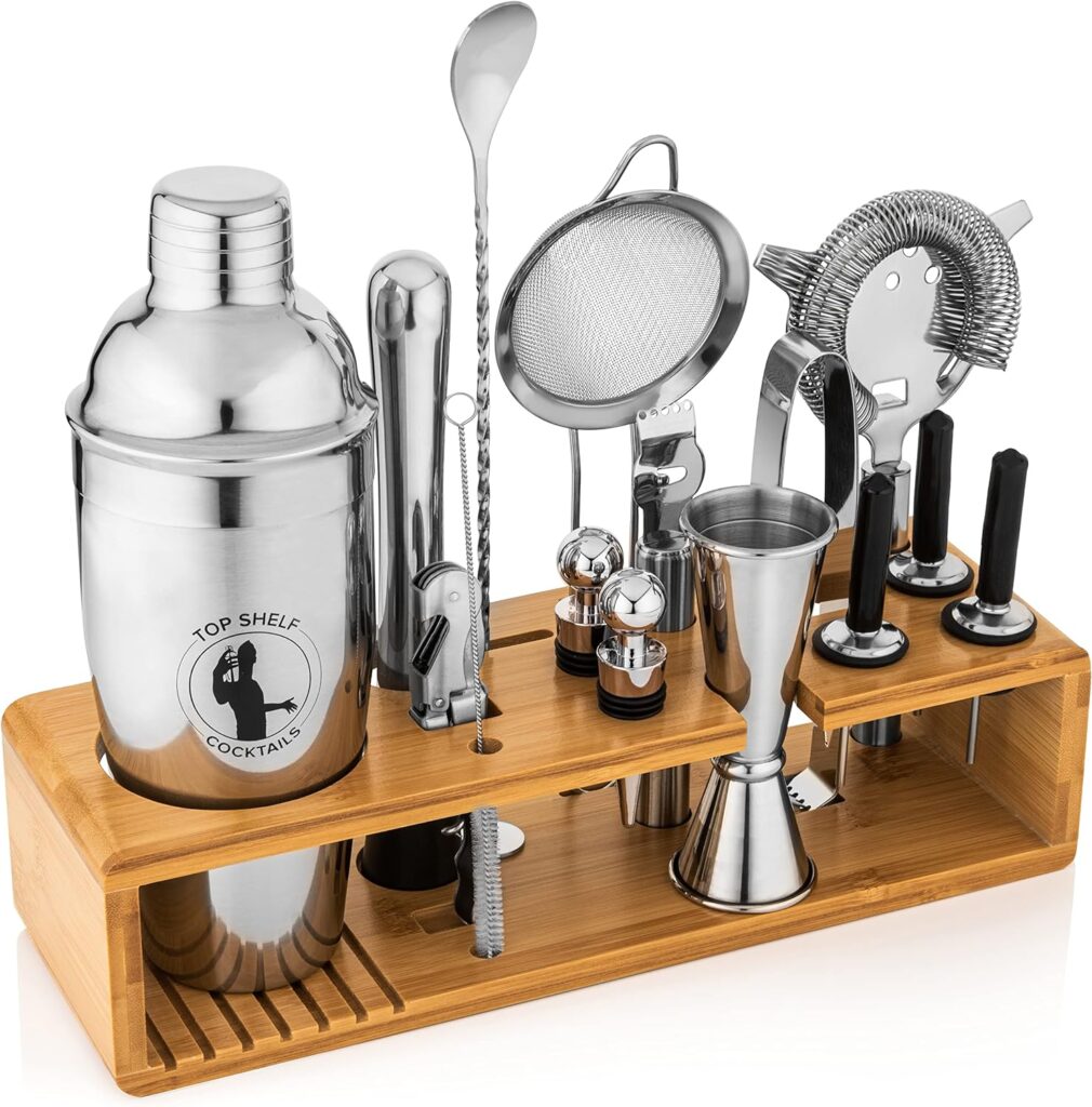 Bartender Tool Set has to Craft Perfect Drinks - Designed for Lasting use and Durability Feel Like a Professional Mixologist - Includes Items Such as a Shaker Jigger and Strainer