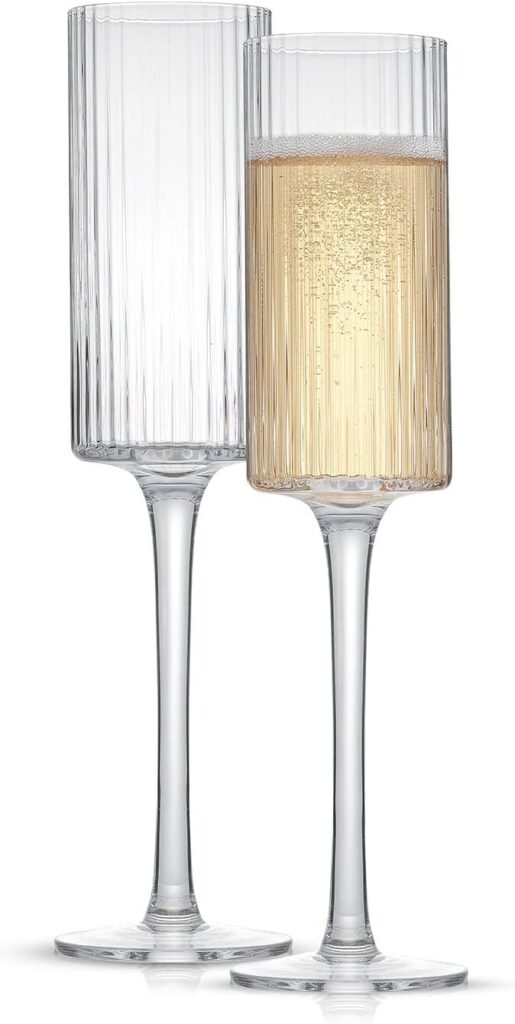 JoyJolt Fluted Ribbed Glasses - 10oz Coupe Glass Set of 2, Unique Champagne Glasses for Cocktails and Martinis. Vintage Style Drinking Glasses.