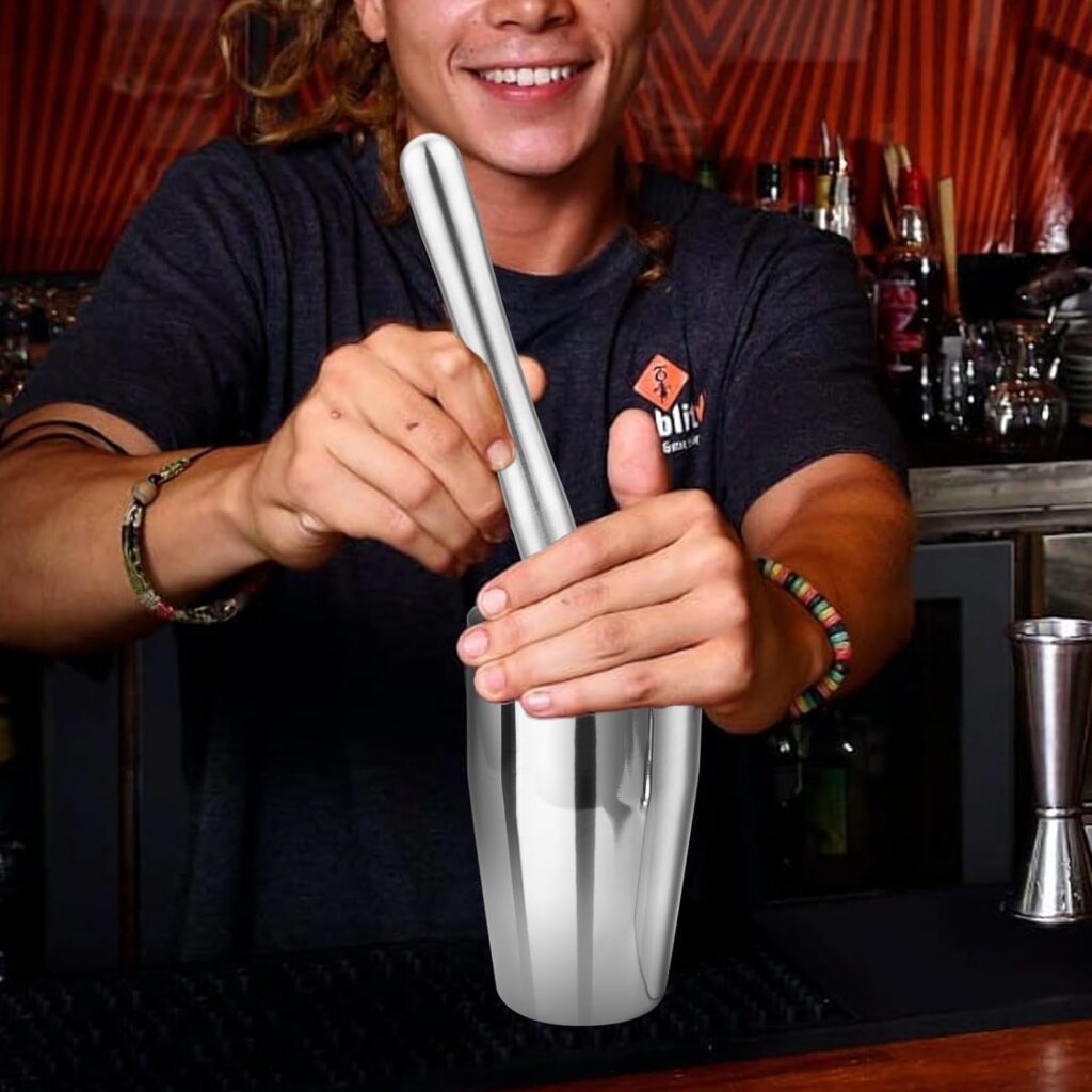 Ohtomber Cocktail Shaker Bartender Kit - 5PCS Cocktail Martini Shaker with Strainer, Muddler for Cocktails, Bar Spoon, Measuring Jigger for Bartending and Liquor Bottle Pourers, Drink Mixer Bar Tools
