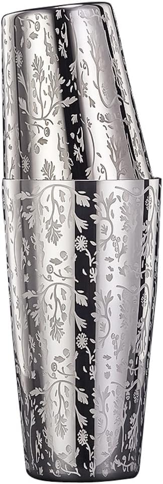 Stainless Steel Boston Shaker Tin with Etched Pattern - 2 Piece Unweighted Cocktail Shaker 18oz 28oz, Martini Shaker Drink Mixer Professional Bartender Kits (Japanese sakura)
