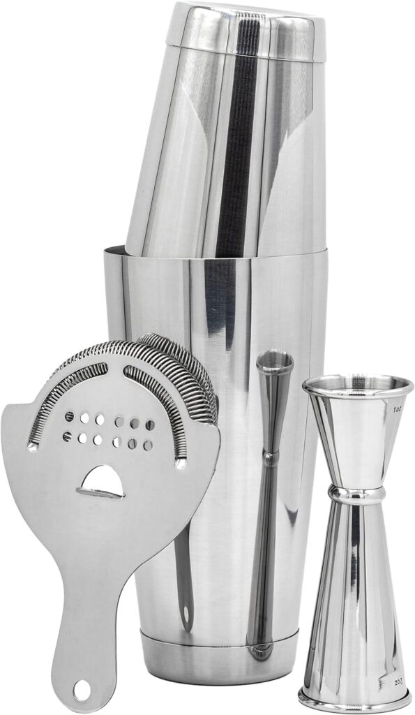 The Art of Craft Professional Cocktail Shaker Set Bartending Kit: Weighted Boston Shaker Tins, Hawthorne Strainer and Japanese Jigger