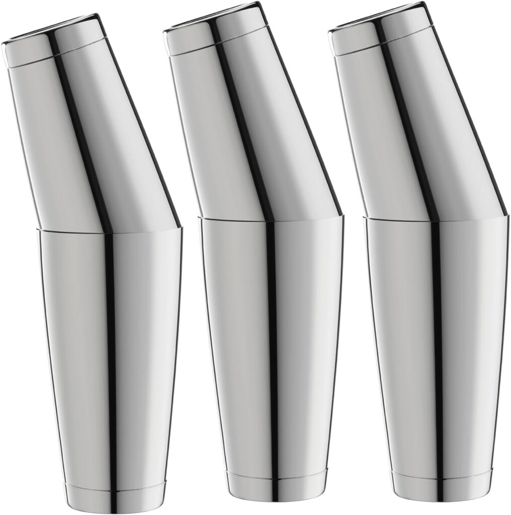 WOTOR Boston Cocktail Shaker Set, 18 oz  28 oz Stainless Steel Weighted Shaker Tins, Metal Martini Shaker Drink Mixer for Bartending, professional Bar Tools for Bartender （Sliver）