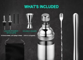 24 oz cocktail shaker set bartender kit by aozita stainless steel martini shaker mixing spoon muddler measuring jigger l 3