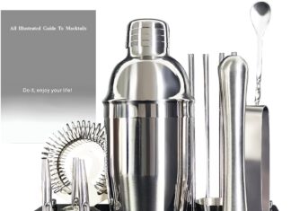 bartender kit 13 piece cocktail shaker set stainless steel bar tools with black stand 25 oz shaker jigger spoon pourers