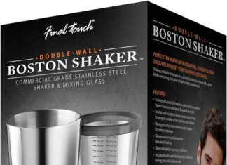 final touch double wall boston shaker with silicone seal and ouncemilliliter measurements fta1852 2