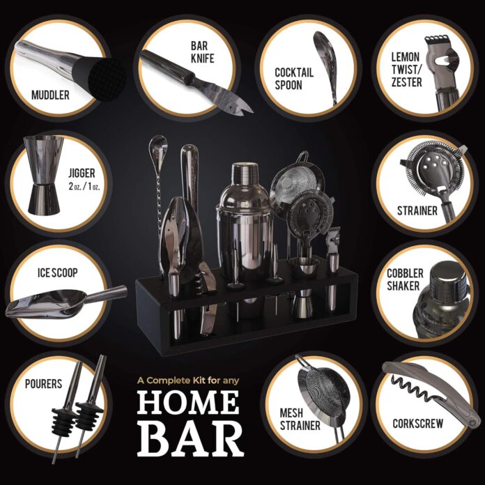 highball chaser 13 piece cobbler cocktail shaker set stainless steel mixology bartender kit with stand for home bar cock 1