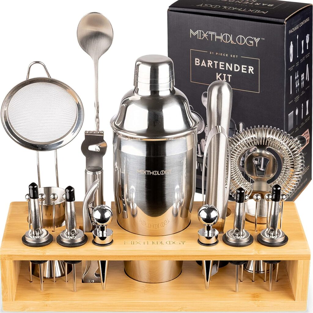 Mixology Bartender kit | 31 Piece Professional Bartender Set by Mixthology - bar Tools, Accessories, and bar Sets for The Home by Bartenders. Gift The Perfect Cocktail Shaker