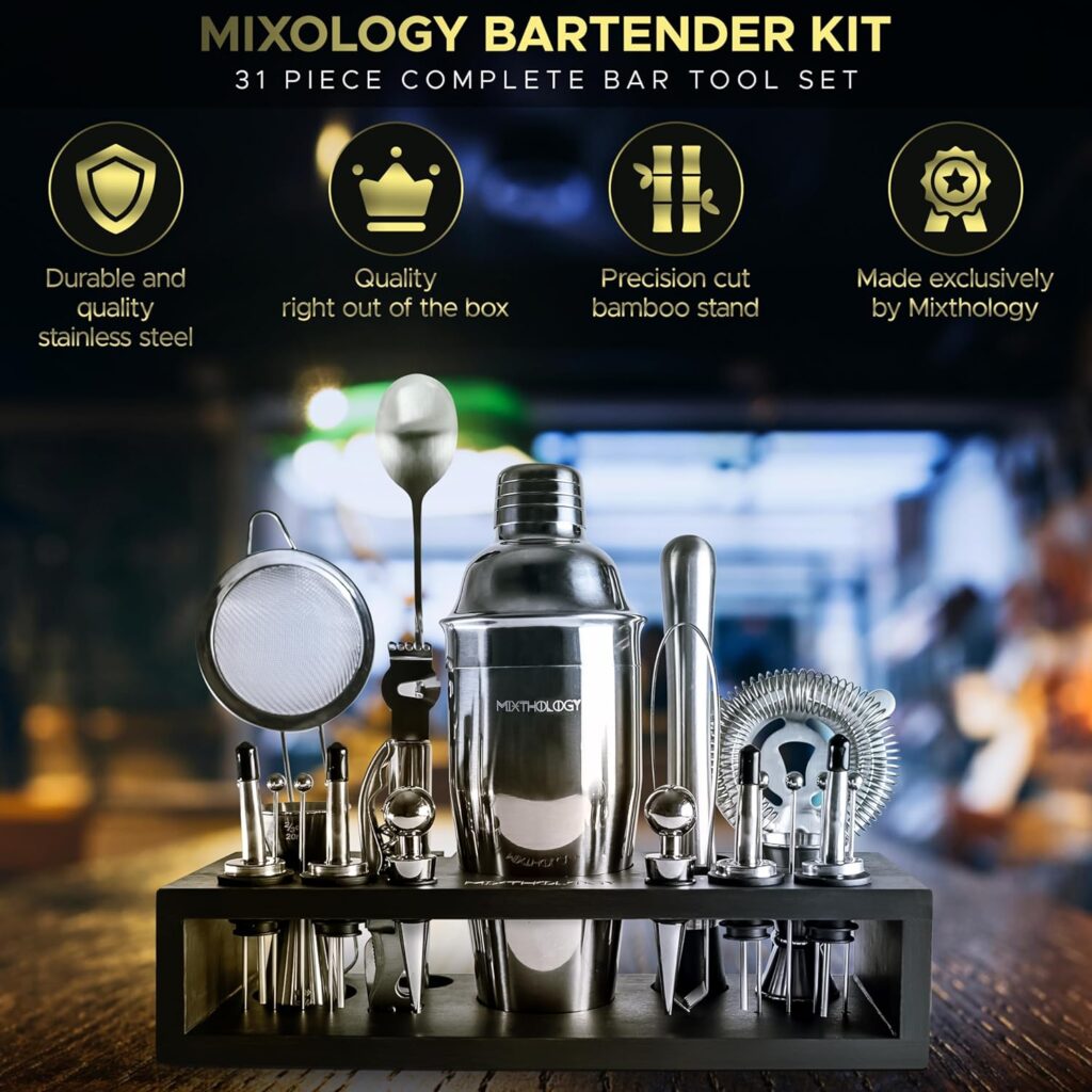 Mixology Bartender kit | 31 Piece Professional Bartender Set by Mixthology - bar Tools, Accessories, and bar Sets for The Home by Bartenders. Gift The Perfect Cocktail Shaker