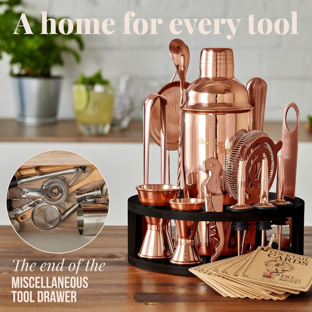 Mixology  Craft Bartender Kit - 15 Piece Set Including Cocktail Shaker and Bar Accessories, Perfect for Drink Mixing at Home, Plus Exclusive Recipe Cards