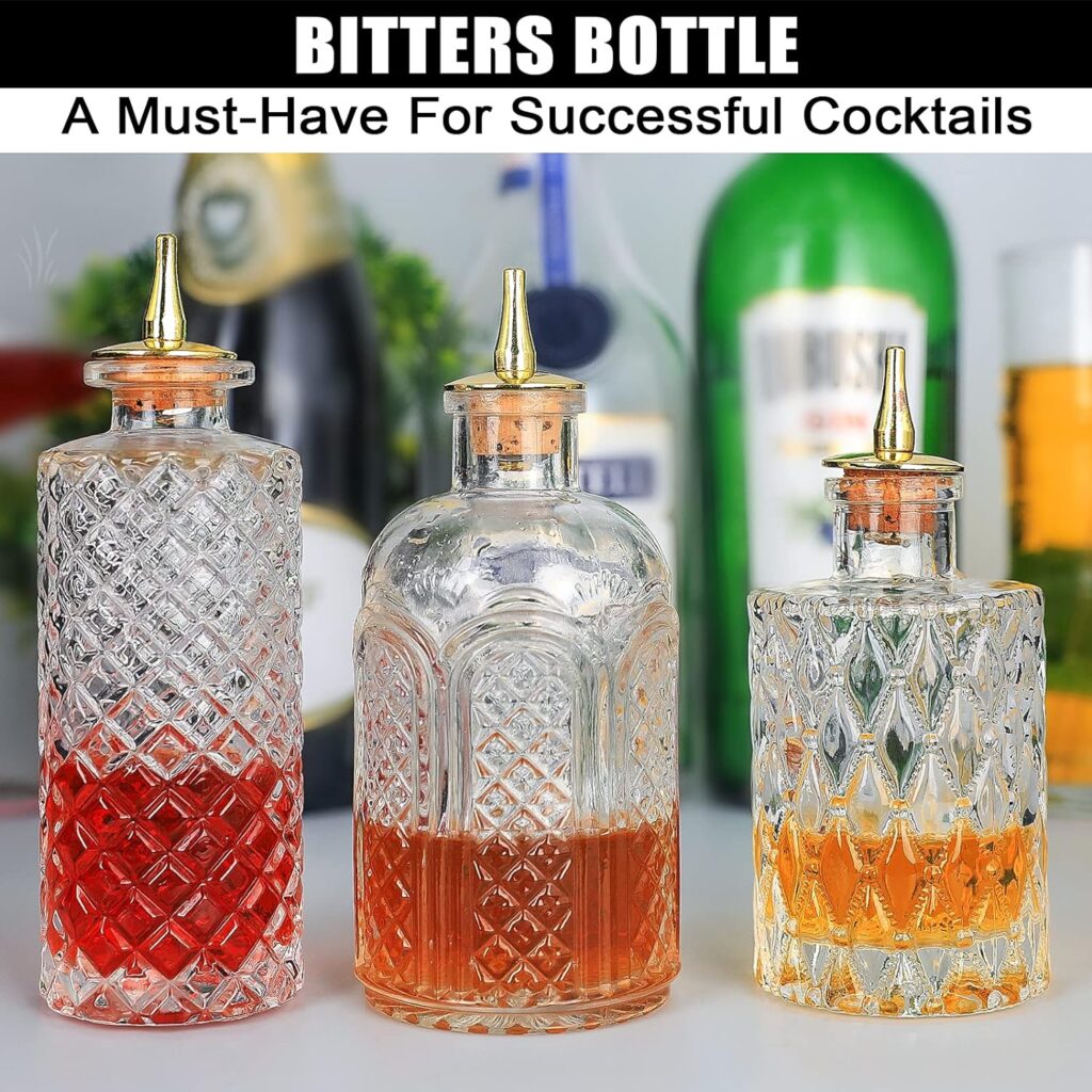 SuproBarware Bitters Bottle for Cocktails - Glass Dasher Bottles with Dash Tops, Great for Bartender,Home Bar