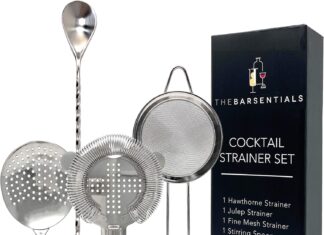 thebarsentials cocktail strainer set stainless steel bar tool with stirring spoon hawthorne strainer julep strainer fine