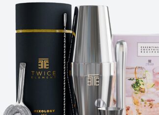 twice element cocktail shaker set boston style shaker kit with elegant gift box storage pouch recipe book and all essent