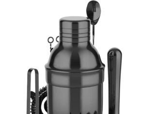 vabaso 20 piece cocktail shaker set with rotating stand 25oz stainless steel black bartender kit bar tools set for home