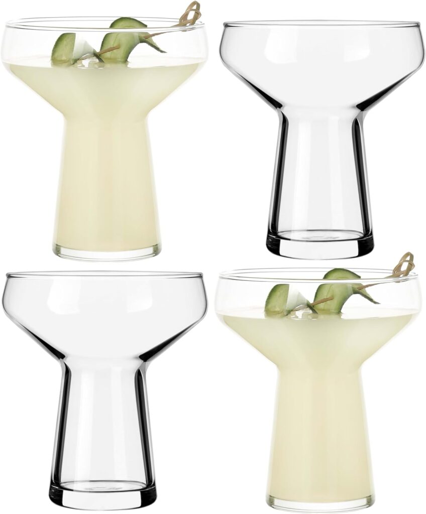 Libbey Stemless Margarita Glasses Set of 6, Modern Margarita Glasses, Lightweight, Unique Bar Glasses, Lead-Free Margarita Set, 10.25 ounces