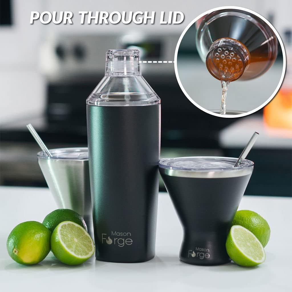 Cocktail Shaker Tumbler with Replacable Drinking Lid