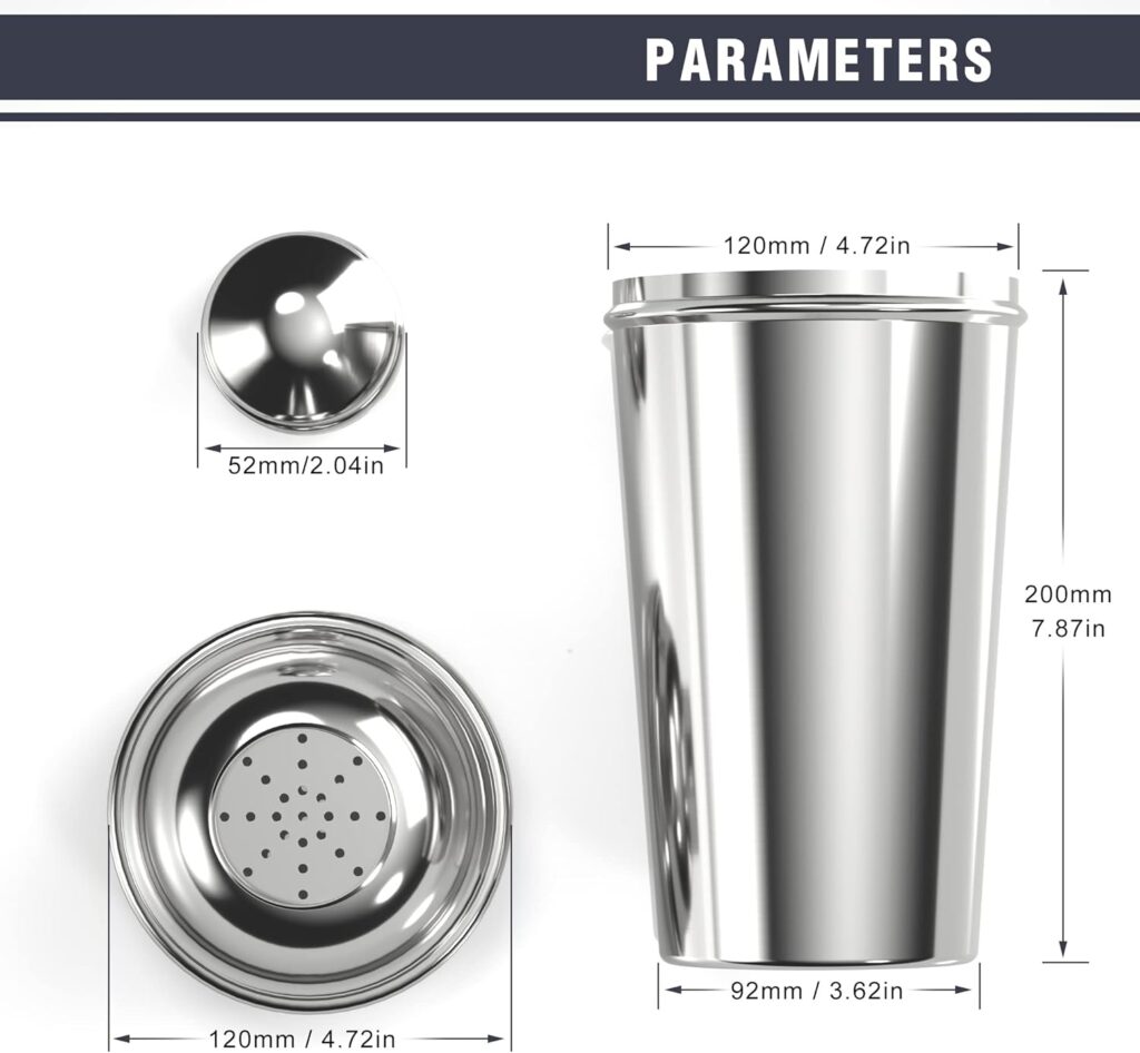 Cocktail Shaker 60 oz Stainless Steel Professional Martini Shaker Large Drink Shaker with Strainer for Bartending Bartender Shaker Margarita Mixer