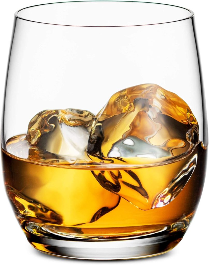 Godinger Double Old Fashioned Whiskey Glasses, Rocks Glasses, Glass Beverage Cups, European Made - 12oz, Set of 4