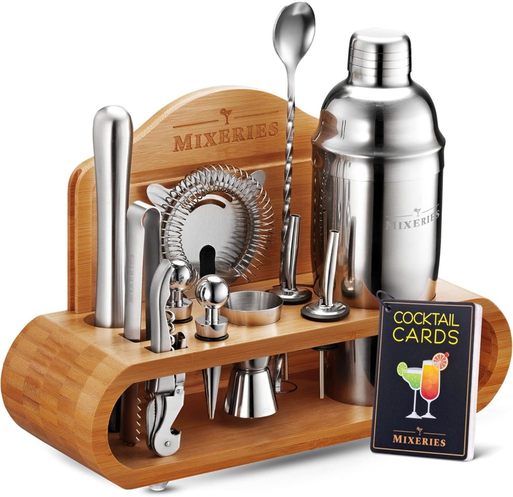 Mixology Bartender Kit with Stand - 18 Piece Bar Set Cocktail Shaker Gift Set, Drink Mixer Set for Home Bar with All Bar Accessories - Bar Tool Set, Cocktail Kit, Mixology Set, Bar Kit